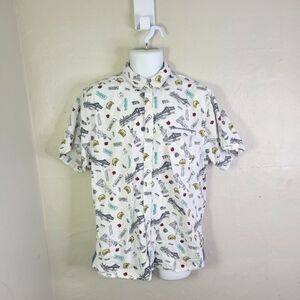 Good Vibes Shirt Men's XL Button Up  Slim Fitting New York Short Sleeve Casual